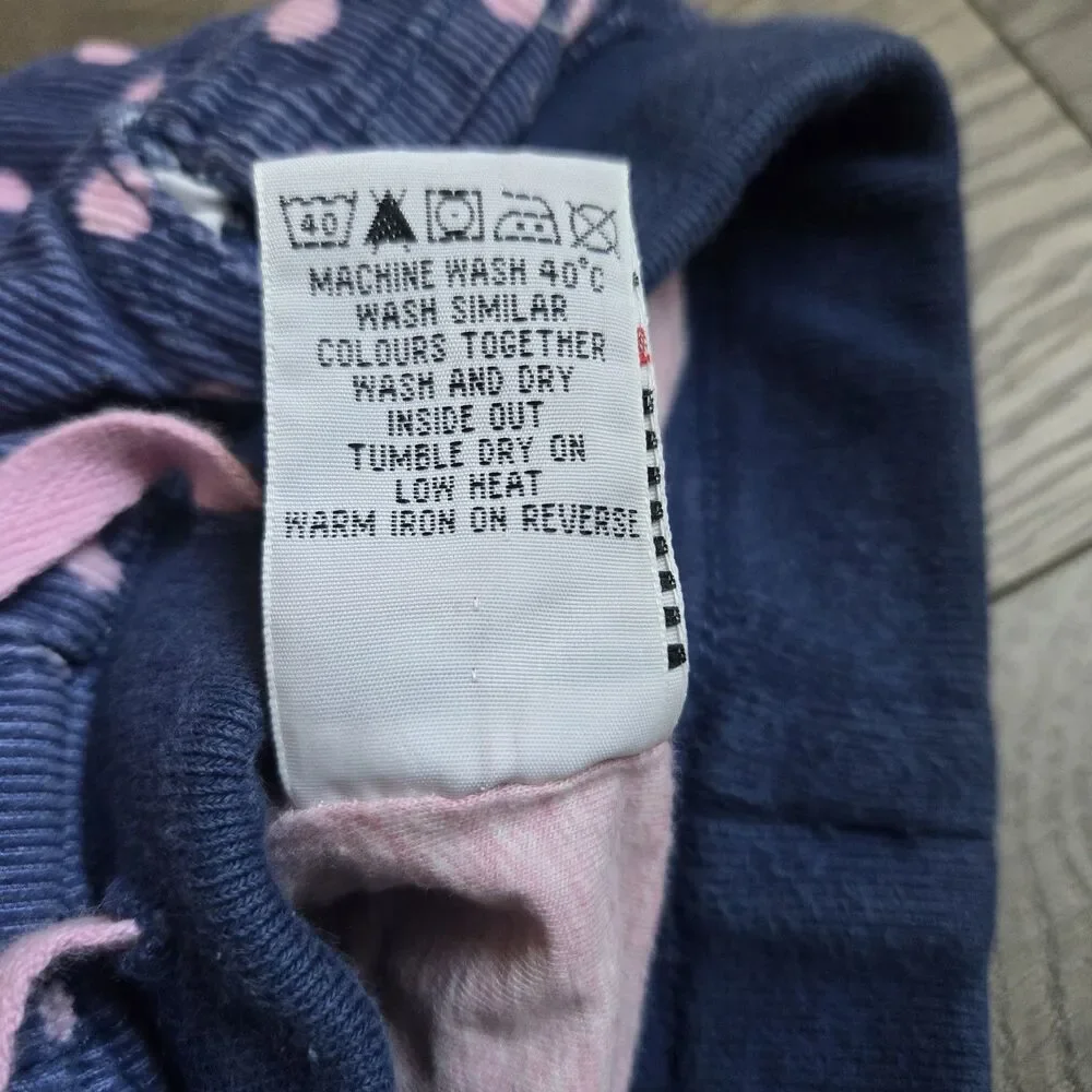 Baby Boden 3-6M Corduroy Pants Navy Blue Pink Polka Dot Lined Drawstring Girl